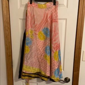 Floral Pink and Yellow Women's Wrap Skirt